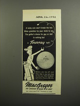 1952 MacGregor Tourney Golf Ball Ad - A lucky coin won&#39;t break the hex - £14.53 GBP