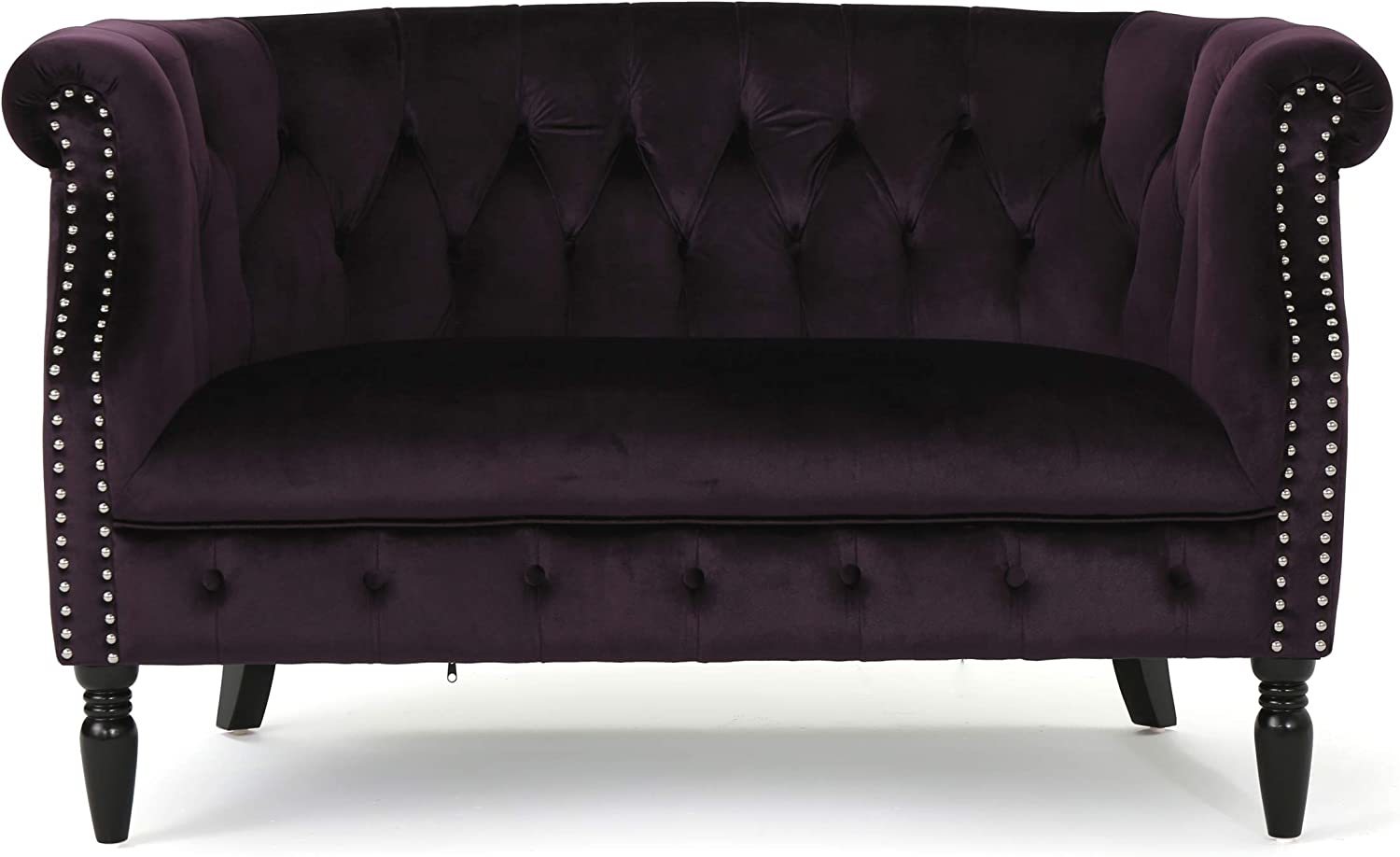 GDFStudio Melaina Tufted Chesterfield Velvet Loveseat with Scrolled Arms, - $623.99