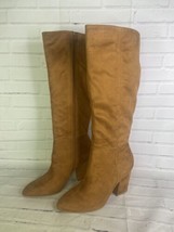 12 Thompson Tan Brown Faux Suede Tall Side Zip High Heel Boots Womens Si... - $39.59