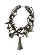 Multi Strand Abalone Shell Necklace Organic Beaded Tribal Boho Statement... - $36.00