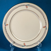 Lenox Gramercy 8.25&quot; Salad Plate Gold Trim w Gray Band &amp; Pink Calla Flowers - £3.18 GBP