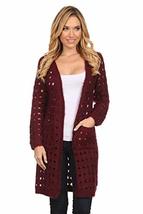 High Secret Women&#39;s Trendy Knit Open Trench Cardigan with Pockets (Wine, Large) - £39.56 GBP
