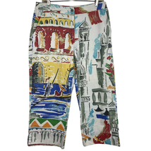 Chicos 1.5 Venice Italy Capri Pant Art To Wear High Rise Pocket 32x23 Women M 10 - £11.50 GBP