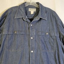 Duluth Trading Denim Shirt Men Large Blue Jean Snaps Heavy Duty - £18.48 GBP