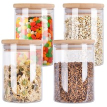 4 Pack Glass Storage Jars With Airtight Bamboo Lid, 27 Oz Food Storage J... - £35.13 GBP