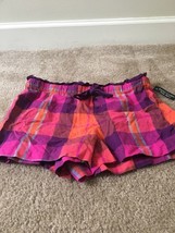 1 Pc Faded Glory Women&#39;s Pink &amp; Orange Plaid Flannel Pajama Shorts Size ... - $27.94