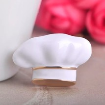Gold White Chefs Hat Brooch Pin Metal Pendant Fashion Statement Accessories Cook - £13.95 GBP