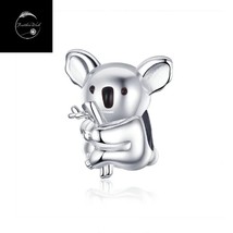 Genuine Sterling Silver 925 Solid Koala Bear Animal Bead Charm For Bracelets - £15.84 GBP