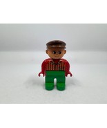 Lego Duplo Vintage Farmer Figure Loose Replacement Brown Hat Plaid Shirt... - $12.86