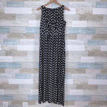 LRL Ralph Lauren Jersey Maxi Dress Black White Print Crossover V Neck Wo... - $29.69