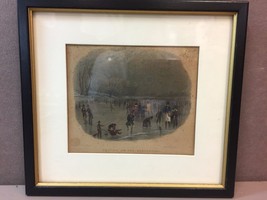 Skating on the Serpentine Framed English Aquatint Print by JW Archer &amp; S Pearce - £26.45 GBP