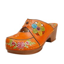 Genuine Leather Women Slippers New Summer Shoes Mixed Colors Retro Outside Slide - £74.29 GBP