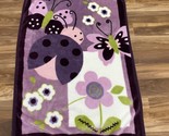 Lambs Ivy Baby Blanket Purple Ladybug Butterfly Flowers Fleece Plush - £24.55 GBP