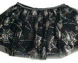 Halloween Girl&#39;s Black Silver Spider Web Mesh Costume Theatre Skirt 2XL NWT - $10.88
