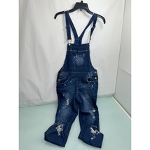 Almost Famous Women&#39;s Overalls Coveralls Distressed Denim Blue Jeans Size 7 - £10.03 GBP