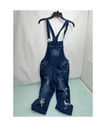 Almost Famous Women&#39;s Overalls Coveralls Distressed Denim Blue Jeans Size 7 - £10.03 GBP