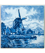 H&amp;R Johnson Cristal Delft Style Windmill 6x6 Tile Blue &amp; White Made in E... - £3.93 GBP