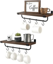 Mkono Mug Holder Wall Mounted Coffee Mug Rack Set Of 2 Rustic Floating, ... - $35.99