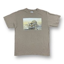 Vintage 90s Tiger Graphic T-Shirt Large Faded  Tan Rusty Rust Wildlife USA 1998 - £18.48 GBP