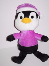 World Plush Penguin Purple Thin Plush Xmas Santa Hat 10&quot; Shirt Stuffed Soft Toy - £7.81 GBP