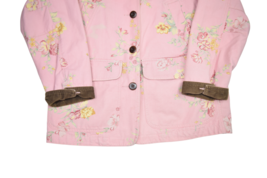 LL Bean Floral Chore Jacket Womens XS Pink Cotton Canvas Button Front Barn - £57.45 GBP