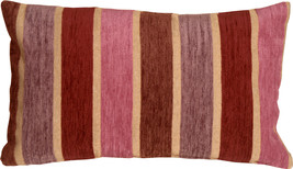 Pillow Decor - Savannah Stripes 12x20 Pink Purple Chenille Throw Pillow - £19.94 GBP