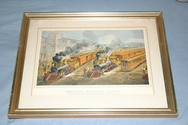 1874 Currier Ives Litho Art American Railroad Scene Express Train Parson Atwater - £93.41 GBP