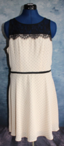 LC Lauren Conrad Polka Dot Sleeveless Lace Fit &amp; Flare Lined MIDI Dress ~14~ - £12.69 GBP