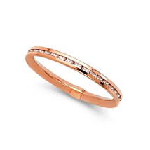 14k Solid Gold Simulated Eternity Band Stackable Ring Endless Wedding Band - £338.30 GBP