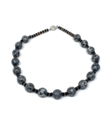 Natural Stone Beaded Necklace Black/Grey 16&quot; - $18.99