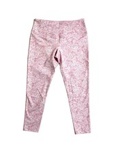 Zella Crop Leggings Pink Floral Print White Stretch Mid Rise Sz M New - $47.20