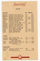 Shuckers Wine List Beers Drinks Menu Fairmont Olympic Hotel Seattle Washington  - £21.72 GBP