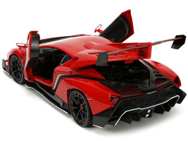 Lamborghini Veneno Red and Black &quot;Hyper-Spec&quot; Series 1/24 Diecast Model Car by J - £31.80 GBP