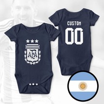 Argentina Custom Name 3 Stars FIFA World Cup Qatar 2022 Navy Baby Bodysuit  - £21.40 GBP