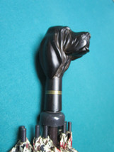 Aramis Houndstooth Pattern Large Umbrella w/Bloodhound Dog Head WOOD Handle - £74.31 GBP