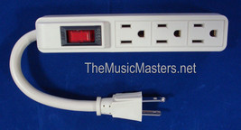 3 Outlet Mini Add-on DJ Band AC POWER STRIP w/ Lighted On/Off Switch 5 inch Cord - £8.58 GBP