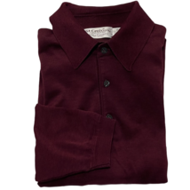 ST CROIX KNIT Shirt Mens Long Sleeve Button Polo Sweater Maroon Size M - £17.74 GBP