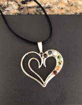 New 1 inch Heart-Shaped seven chakra and seven crystal balancing pendant. - £10.04 GBP
