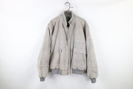 Vtg 70s Streetwear Mens XL Distressed Fleece Lined Suede Leather Bomber Jacket - £70.04 GBP
