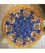 Vtg Christmas 46” Tree Skirt - Peace Hope Love Faith Bears - Blue Gold F... - $81.13 CAD