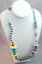 Ruby Z Candace Loheed Ceramic Bead Necklace Colorful 25.5&quot; NEW - £178.18 GBP