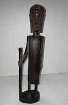 African Hand Carved &quot;Maasai Warrior&quot; Solid Ebony Sculpture - £11.98 GBP