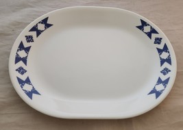 Corning Corelle BLUE STAR Patchwork Quilt Dinnerware Oval Serving Platter 12x10&quot; - £12.50 GBP