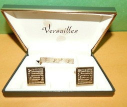 Vintage Goldtone Swank Versailles Boxed Set Cufflinks and Tie Tac - £31.24 GBP