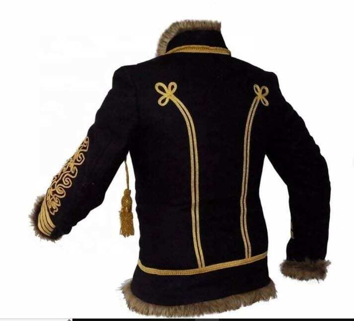 New Hussar Jimi Hendrix Inspired Parade Jacket Military Drummer Officer Faux Fur Coats & Jackets
