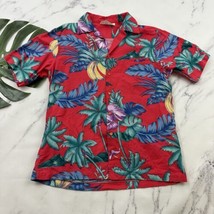 Hilo Hattie Mens Vintage Hawaiian Shirt Size L Red Green Tropical Floral... - £25.69 GBP