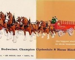 Budweiser Champion Clydesdale 8 Horse Hitch Double Postcard - $14.83