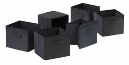 Set 6 Black Cube Storage Bins Foldable Fabric Basket Drawers Organizer C... - £72.36 GBP