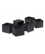 Set 6 Black Cube Storage Bins Foldable Fabric Basket Drawers Organizer C... - £72.33 GBP