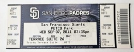 San Diego Padres vs SF Giants Ticket Stub  Sept 07, 2011 Petco Park - Te... - $9.49